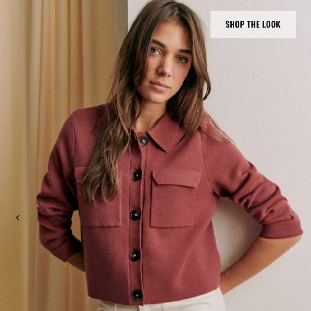 Sezane Betty Cardigan in Rosewood Small